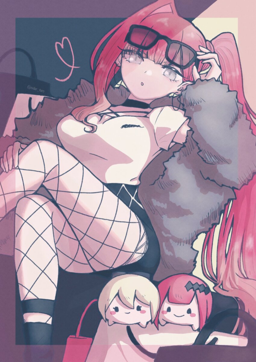 1girl, :o, adjusting_eyewear, bag, baobhan_sith_(comiket_103)_(fate), baobhan_sith_(fate), black_background, black_bag