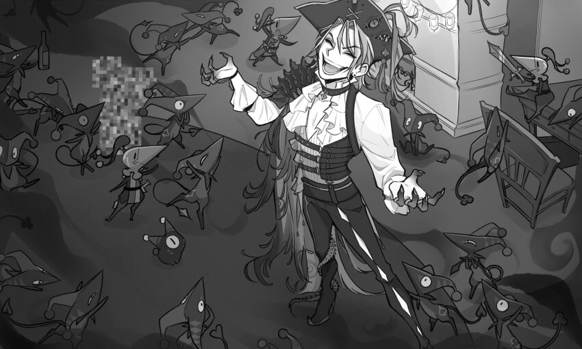 1boy, absurdres, bettelion_(gavis_bettel), black_choker, boots, bottle, cape, choker