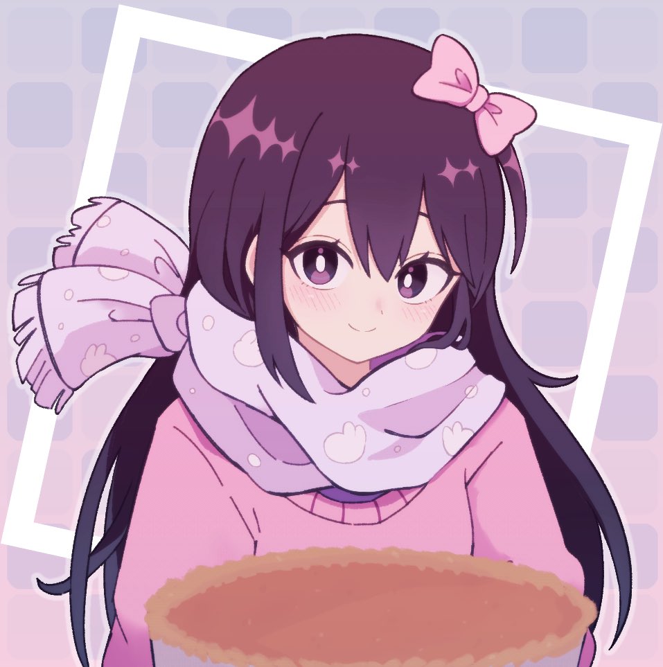 1girl, aubrey_(faraway)_(omori), aubrey_(omori), black_eyes, black_hair, blush, bow, closed_mouth