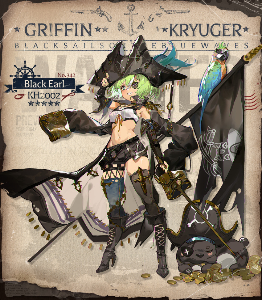 1girl, adjusting_clothes, adjusting_headwear, anchor_ornament, assault_rifle, asymmetrical_legwear, aym_(weibo2861967950), bandeau