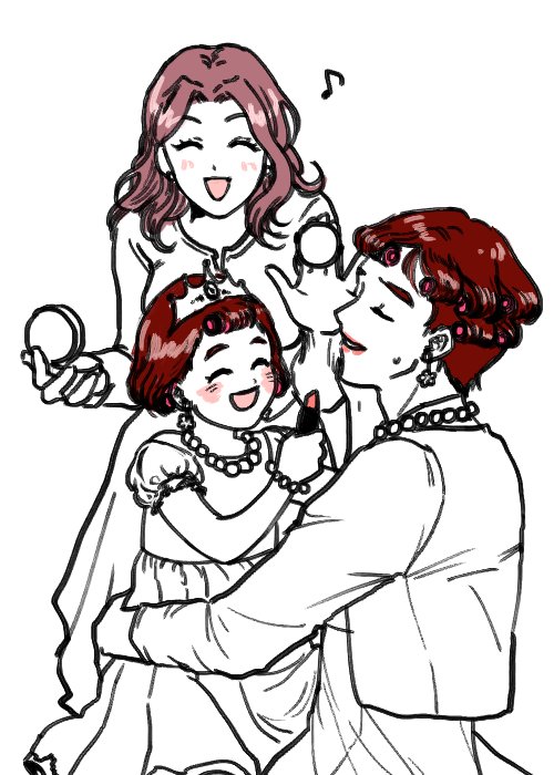 blush, brown_hair, closed_eyes, digimon, izumi_koshiro, izumi_koshiro's_daughter, lipstick, long_hair