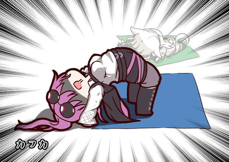 2girls, ab_roller, animal_ears, arknights, black_jacket, black_pantyhose, character_name, commentary_request