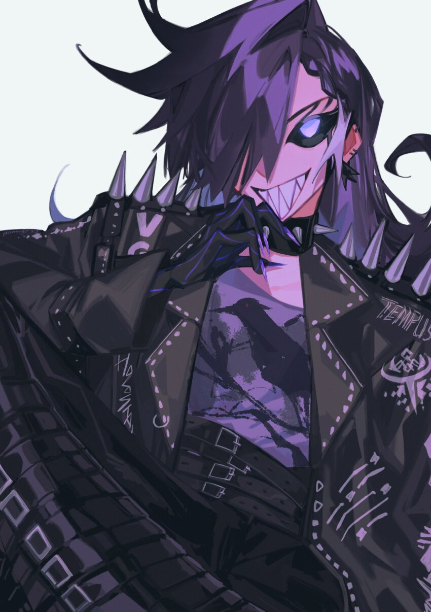 1boy, alternate_eye_color, alternate_skin_color, banzoin_hakka, banzoin_hakka_(2nd_costume), belt, black_sclera, black_skin