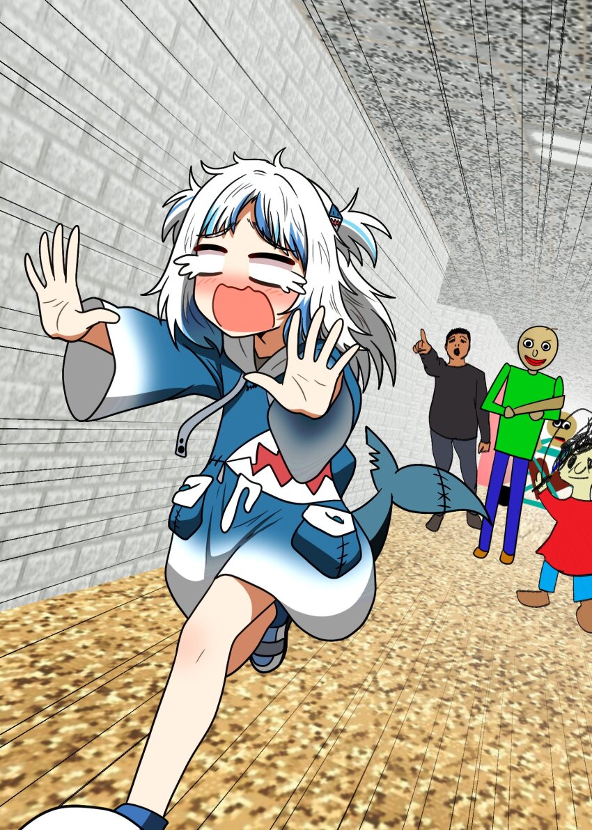 1st_prize_(baldi's_basics), 2girls, 3boys, baldi, baldi's_basics, blush, character_request, ddolbang