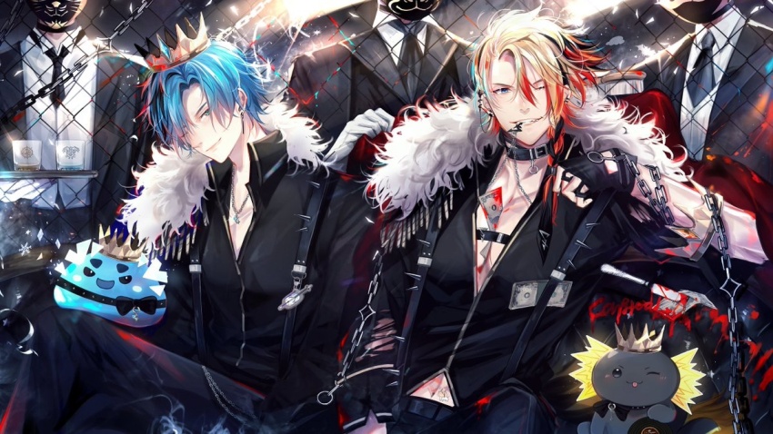 5boys, alternate_costume, altventurer_(regis_altare), axel_syrios, axelotl_(axel_syrios), black_necktie, black_shirt, blonde_hair
