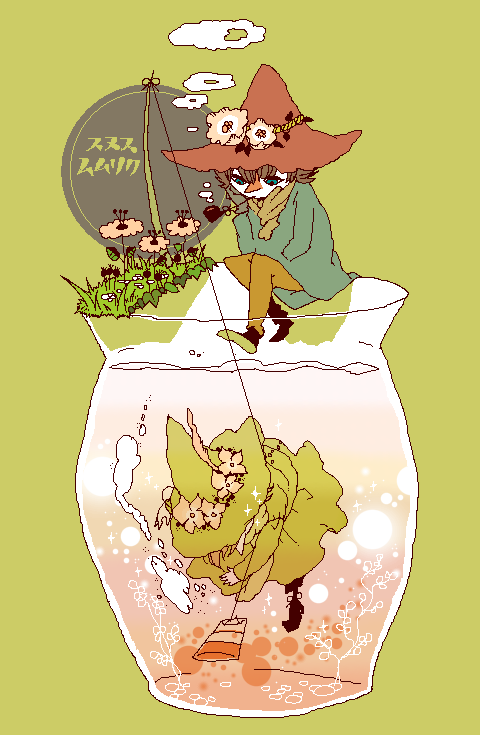 2boys, air_bubble, asphyxiation, blue_eyes, blue_robe, brown_hair, brown_pants, brown_scarf