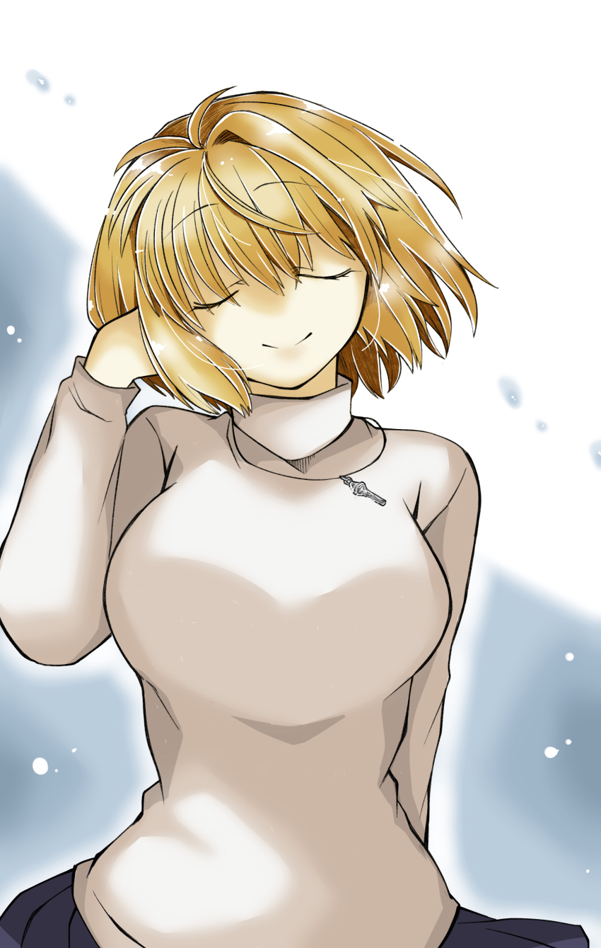 1girl, 2323astronomy, absurdres, antenna_hair, arcueid_brunestud, blonde_hair, breasts, hair_intakes