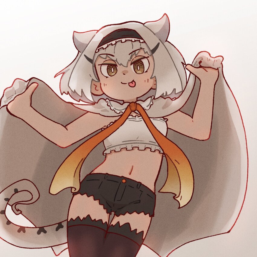 1girl, animal_ears, bow, bowtie, brown_eyes, cloak, extra_ears, frilled_lizard_(ex)_(kemono_friends)