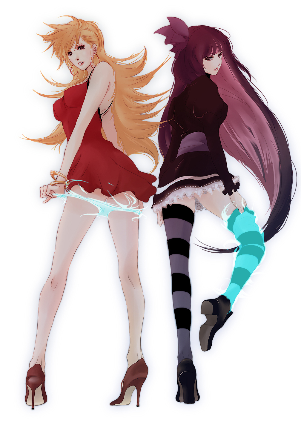 10s, 2girls, bad_id, bad_pixiv_id, blonde_hair, bow, fuki_raito, hair_bow