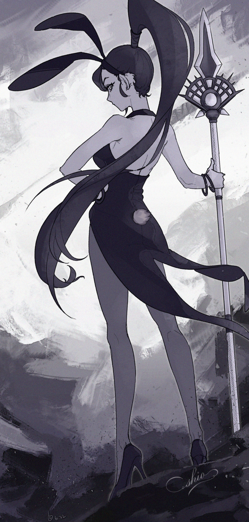 1girl, absurdres, animal_ears, artist_name, backless_leotard, bracelet, dragon_quest, dragon_quest_xi