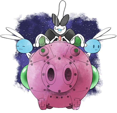 1boy, alien, alien_bunny_(warioware), black_cape, cape, colored_skin, lever, lowres