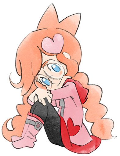 1girl, blue_eyes, boots, braid, coat, glasses, hair_ornament, heart