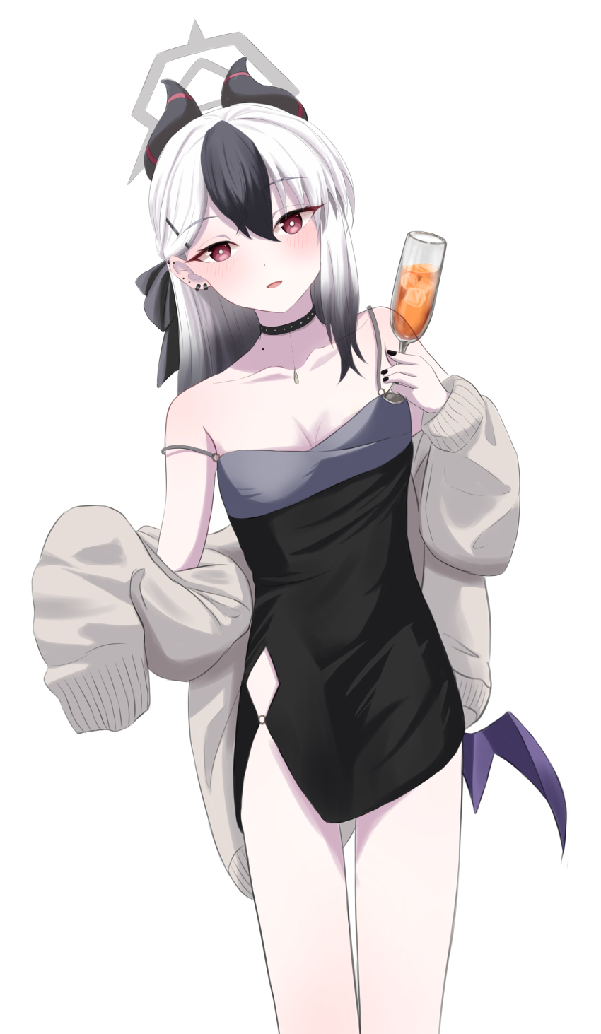 1girl, absurdres, bare_shoulders, blue_archive, breasts, bright_pupils, cleavage, highres