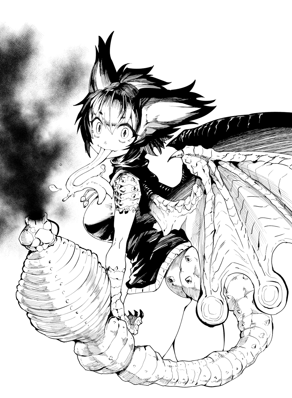 +_+, 1girl, animal_ears, ass, bottomless, breasts, claws, cropped_legs