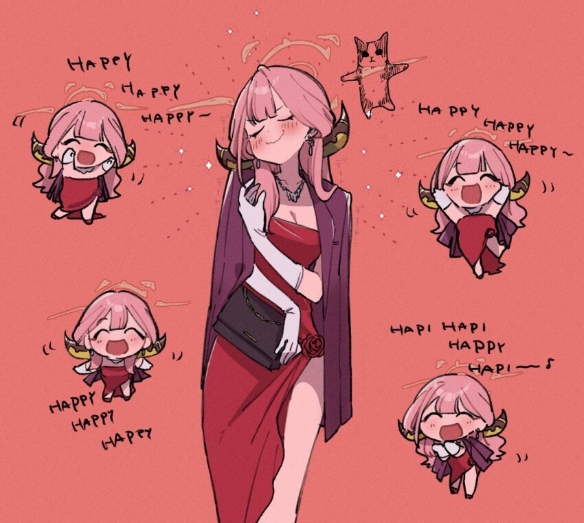 1girl, :d, ^_^, aru_(blue_archive), aru_(dress)_(blue_archive), bag, blue_archive, blush