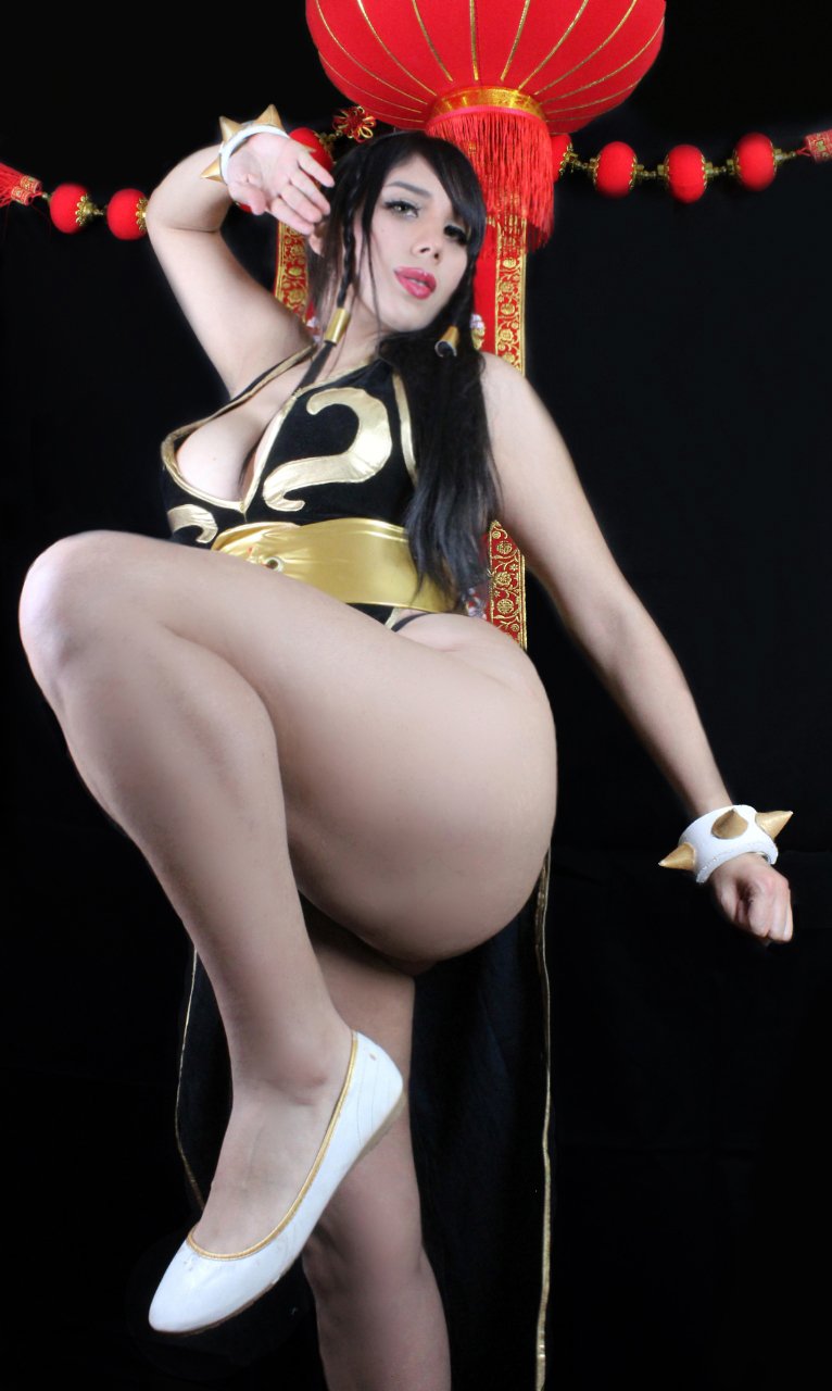 1girl, alternate_costume, bare_legs, bare_shoulders, braid, breasts, capcom, chilean_(nationality)