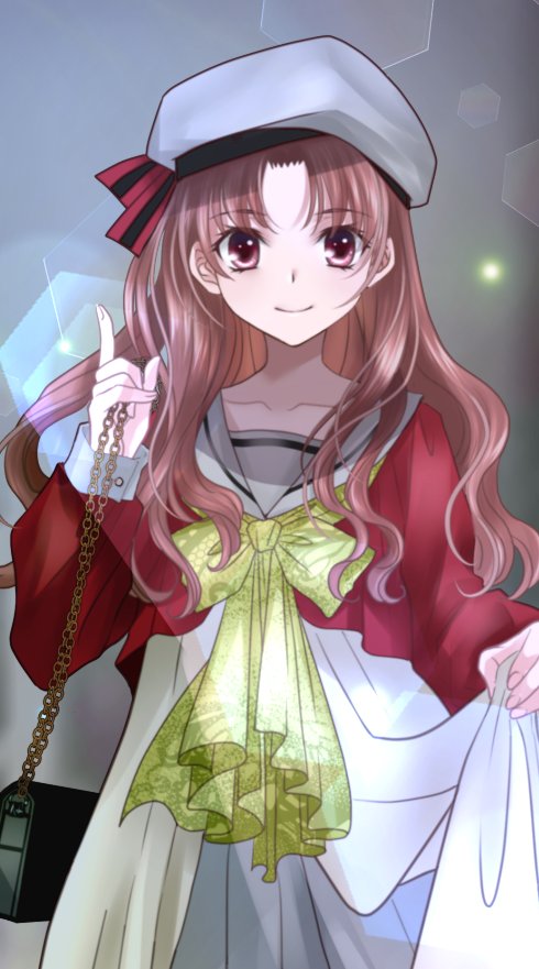 1girl, bag, bow, brown_eyes, brown_hair, collarbone, cowboy_shot, dress