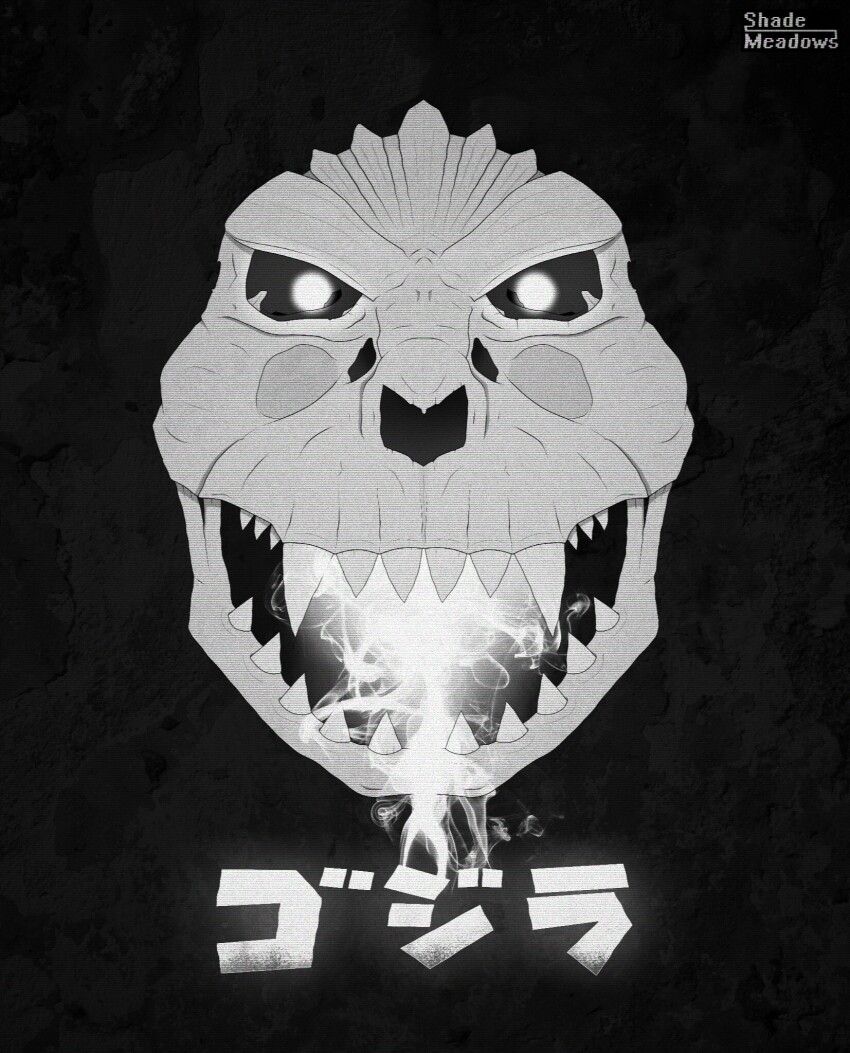 atomic_breath, breath_weapon, dinosaur, energy, glowing, glowing_eyes, glowing_mouth, godzilla