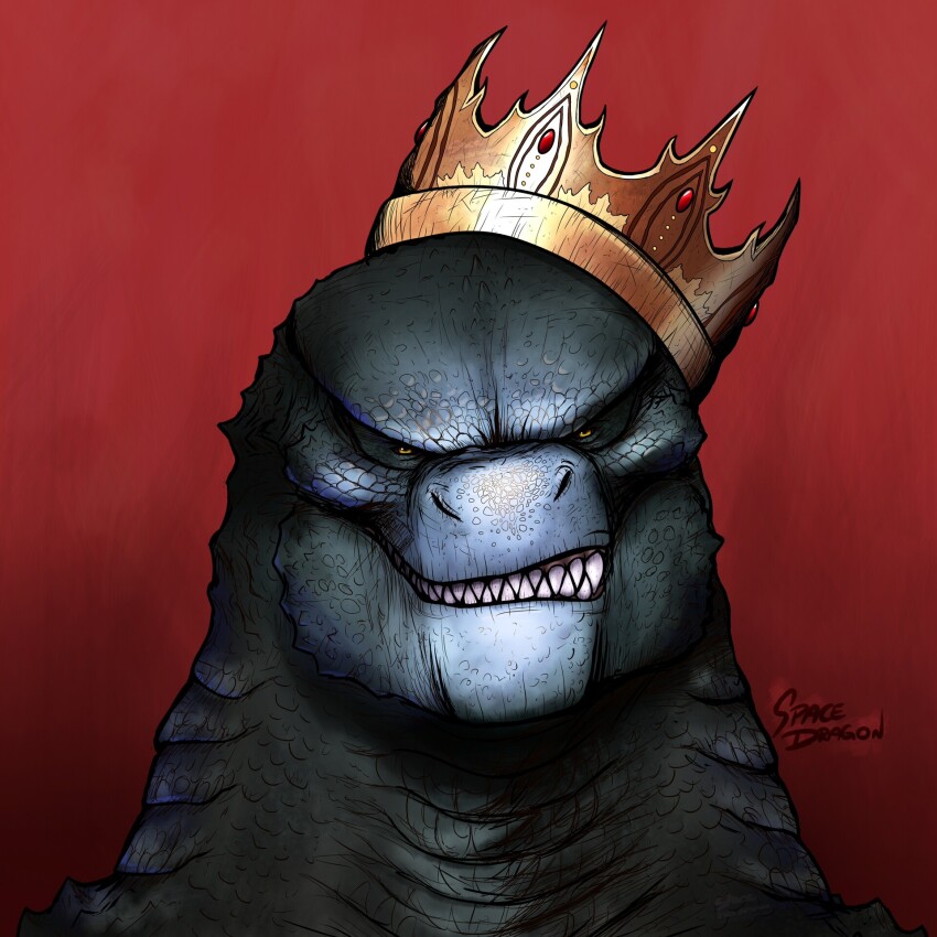 artist_name, close-up, crown, godzilla, godzilla:_king_of_the_monsters, godzilla_(series), gold, highres