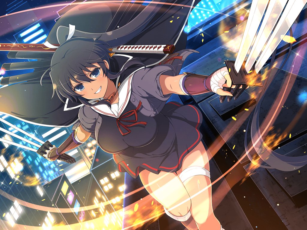 1girl, armor, black_cape, black_hair, black_serafuku, blue_eyes, blush, breasts