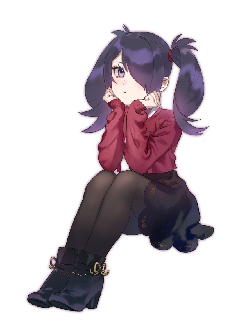 1girl, alternate_costume, ame-chan_(needy_girl_overdose), ankle_boots, black_boots, black_hair, black_pantyhose, black_skirt