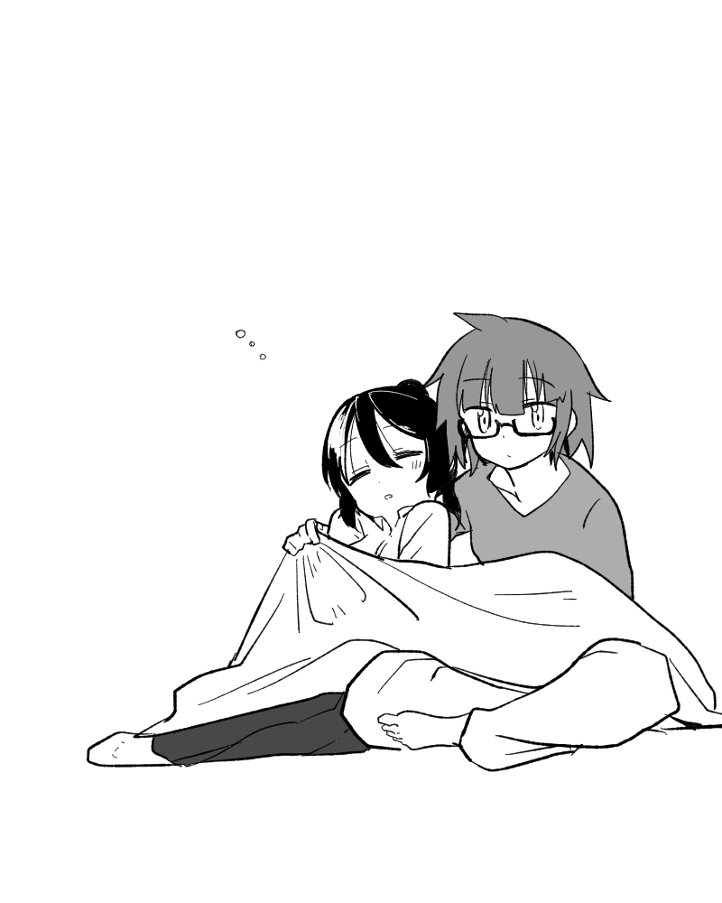 2girls, fujikawa_kayo, glasses, manga_time_kirara, multiple_girls, murakami_shiina, nao_(70_pocky), sleeping