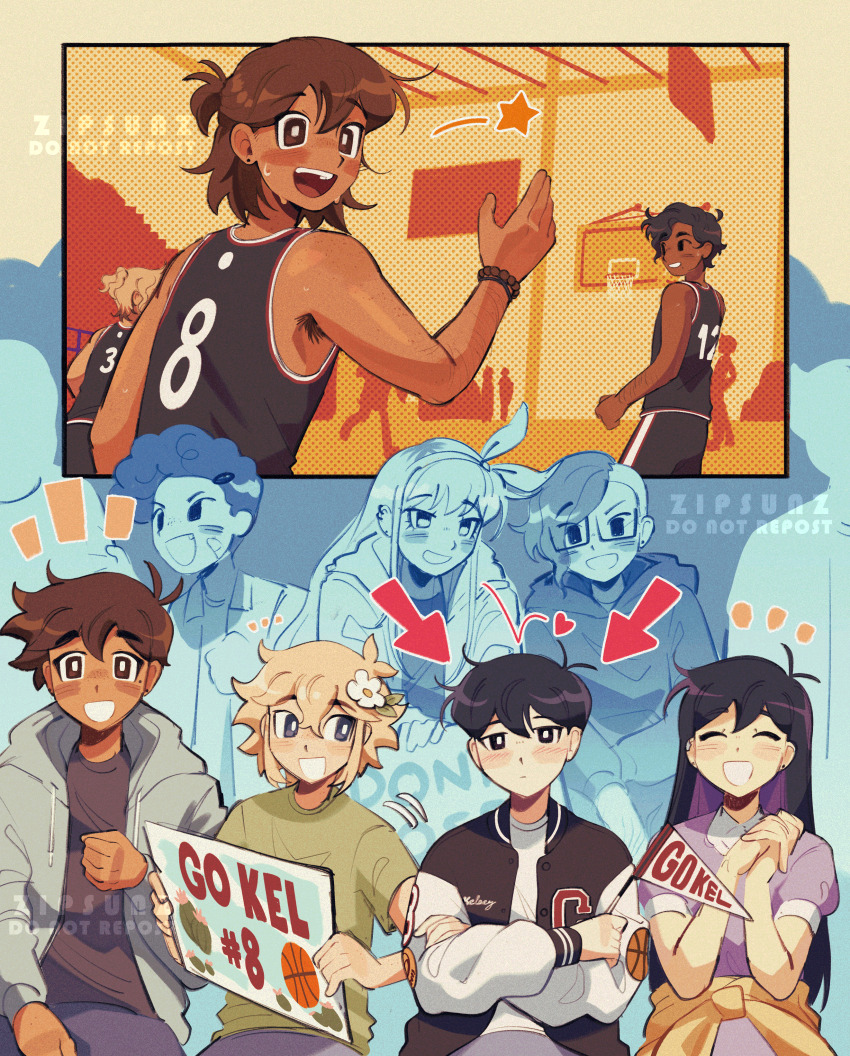 3girls, 6+boys, absurdres, alternate_costume, alternate_hairstyle, angel_(omori), aubrey_(faraway)_(omori), aubrey_(omori)