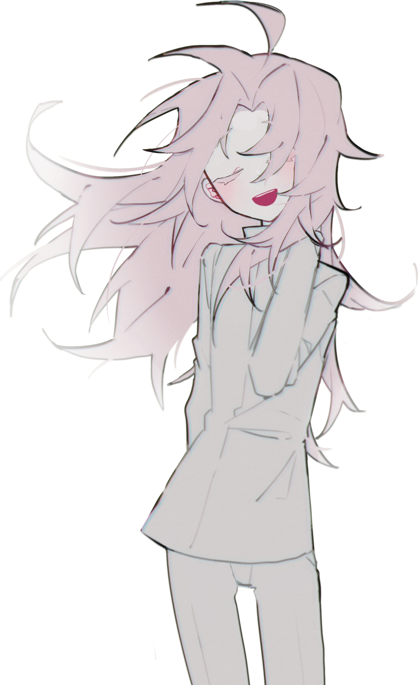 1boy, absurdres, ahoge, closed_eyes, colored_eyelashes, cowboy_shot, facing_viewer, hatsutori_hajime