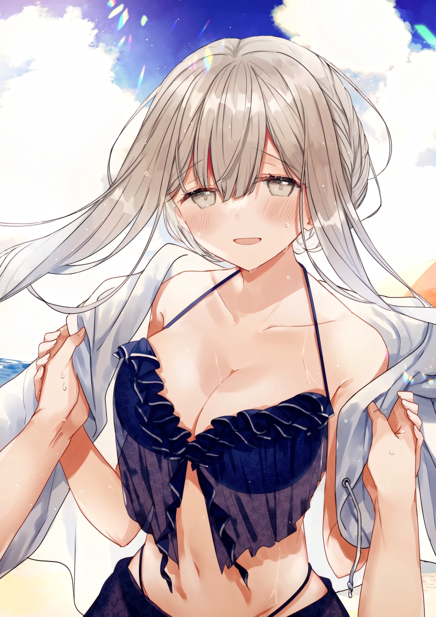 1girl, absurdres, bikini, blue_bikini, blush, fuyukawa_kagari, hakanai_kimi_wa_moukou_wo_hajimeru, highres