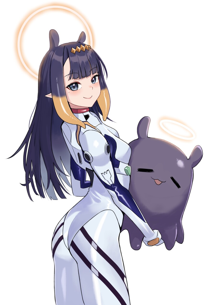 1girl, absurdres, ass, ayanami_rei, ayanami_rei_(cosplay), blue_eyes, blunt_bangs, blunt_ends