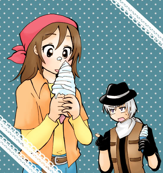 artist_request, chelsea_(harvest_moon), food, harvest_moon, ice_cream, vaughn_(harvest_moon)