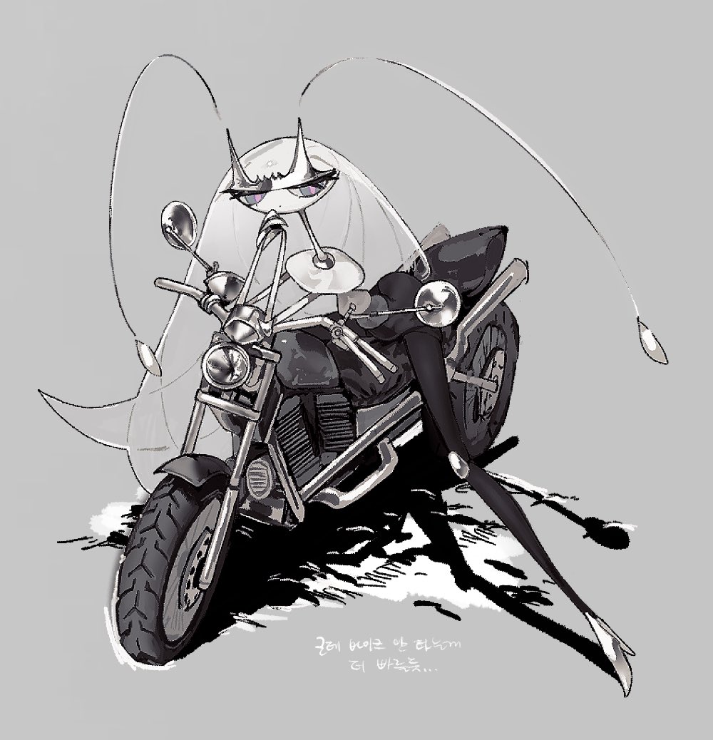 1girl, alternate_color, antennae, arthropod_girl, gen_7_pokemon, grey_background, homilmugi, joints