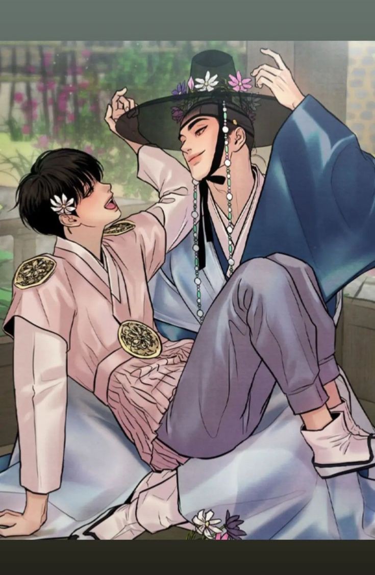 2boys, baek_nakyum, black_hair, long_hair, multiple_boys, painter_of_the_night_(manhwa), yoon_seungho