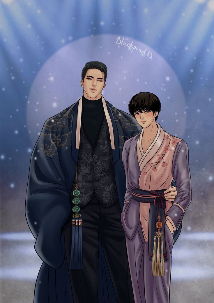 2boys, baek_nakyum, black_hair, long_hair, multiple_boys, painter_of_the_night_(manhwa), yoon_seungho
