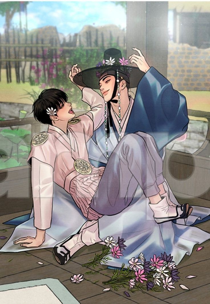 2boys, baek_nakyum, black_hair, long_hair, multiple_boys, painter_of_the_night_(manhwa), yoon_seungho