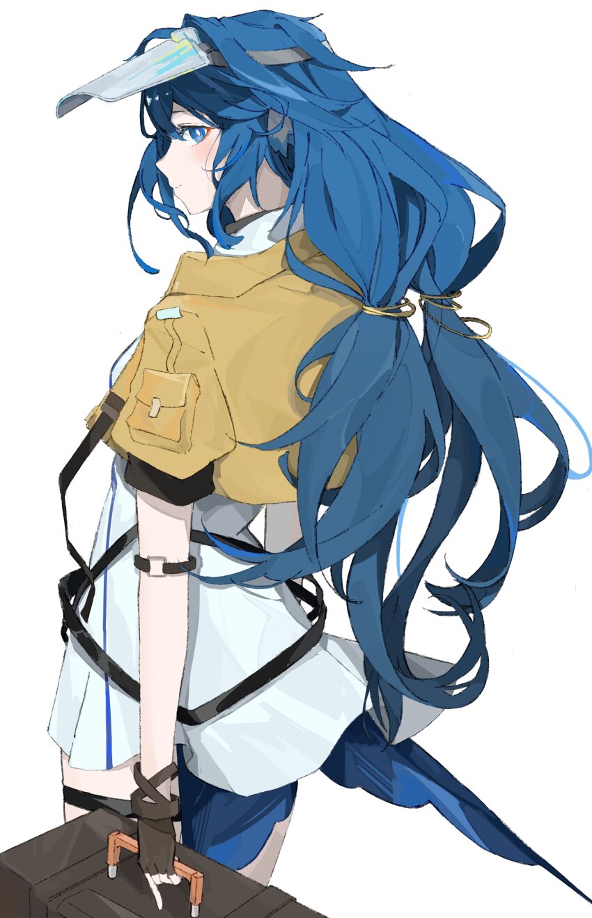 1girl, absurdres, adesu_(gekkahyouzin), arknights, astesia_(arknights), astesia_(fantastic_crafts)_(arknights), black_gloves, blue_eyes