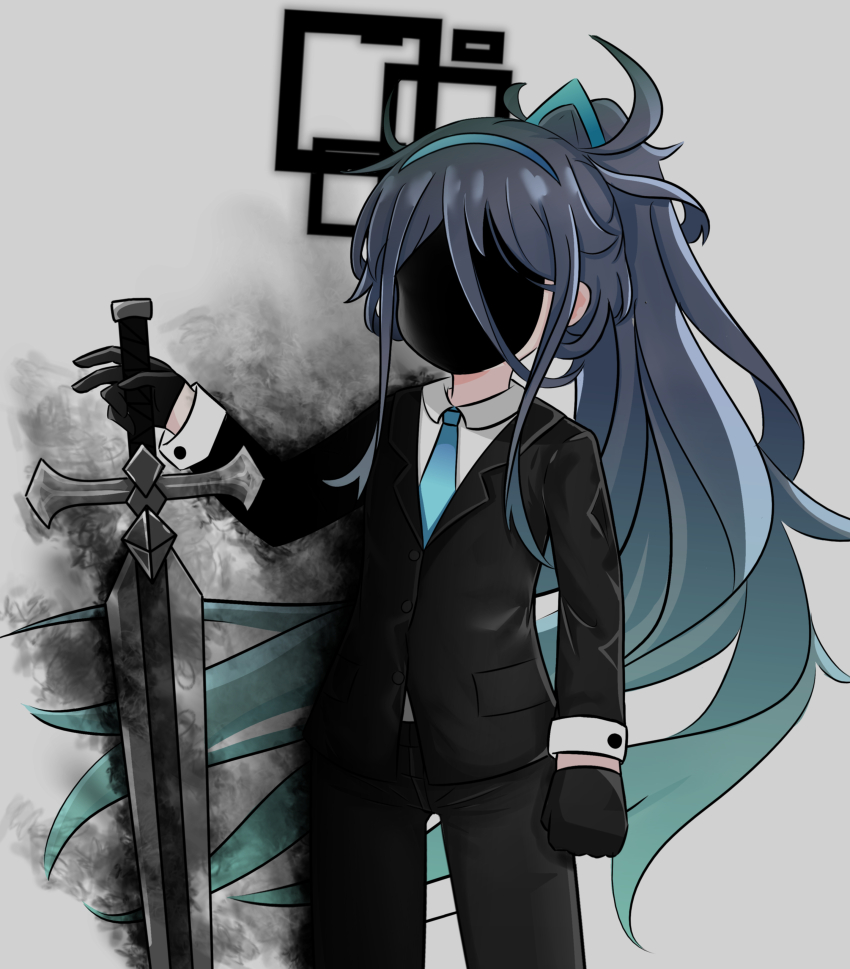 1girl, absurdres, aris_(blue_archive), blue_archive, clenched_hand, cosplay, formal_clothes, gloves