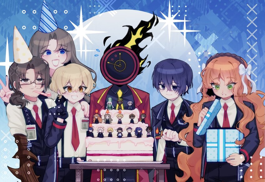 1other, 6+boys, 6+girls, :d, anniversary, arthropod_limbs, belt, birthday_cake