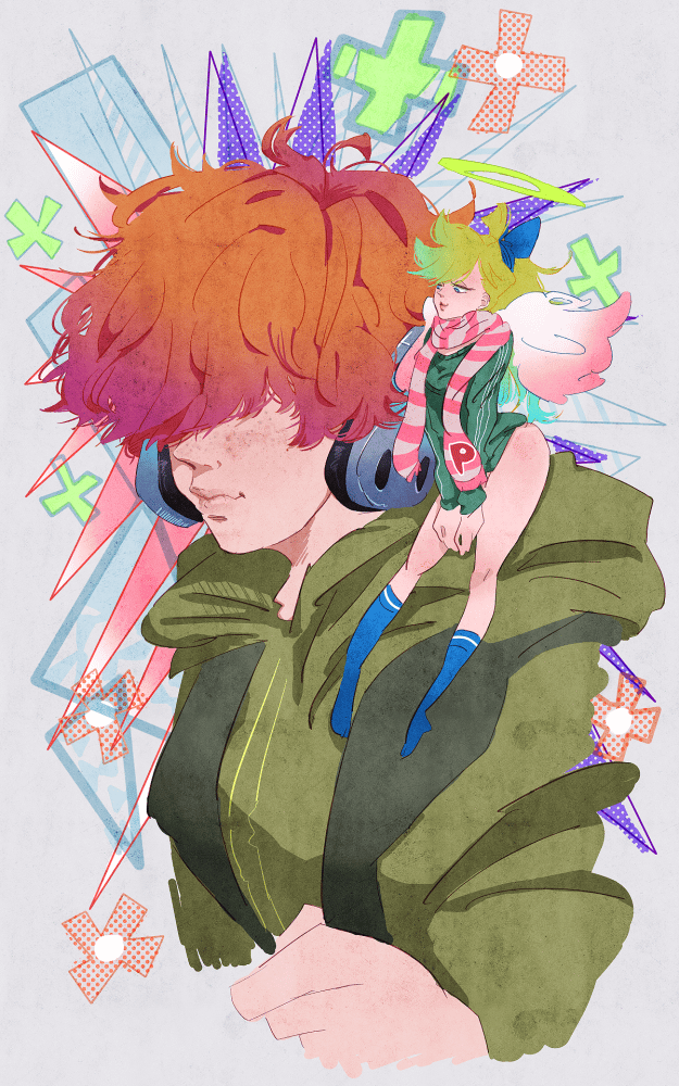 10s, 1boy, 1girl, ah-lyong_lee, bad_id, bad_pixiv_id, blonde_hair, brief_(psg)