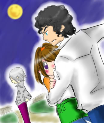 2boys, artist_request, harvest_moon, jill_(harvest_moon), lowres, marlin_(harvest_moon), multiple_boys, steiner_(bokujou_monogatari)