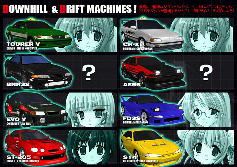 5girls, bun_cover, car, character_name, daikokuya_kyouko, double_bun, emily_(pure_dream), everyone
