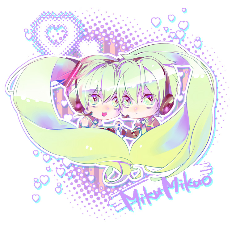 1boy, 1girl, bad_id, bad_pixiv_id, genderswap, genderswap_(ftm), green_eyes, green_hair