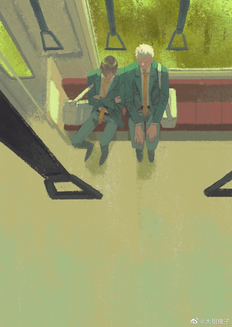 2boys, aone_takanobu, bag, belt, black_belt, black_footwear, blue_jacket, blue_pants