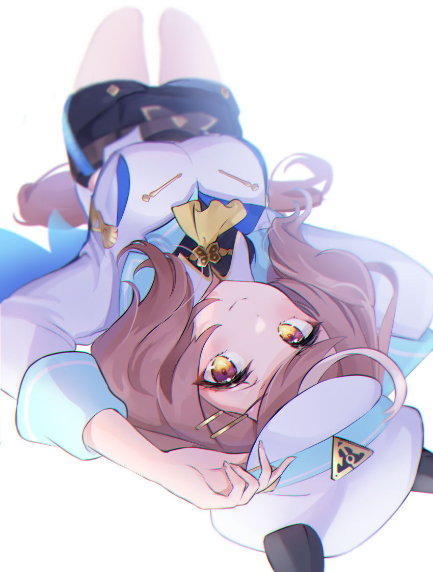 1girl, absurdres, animal_ears, ascot, belt, black_shorts, blue_cape, blush