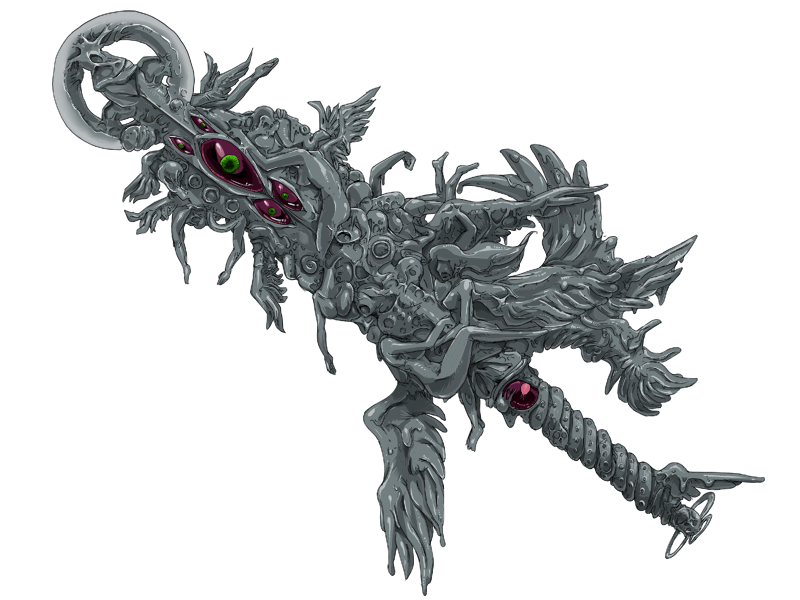 angel, angel_halo_(mon-musu_quest!), bmp-to-png_conversion, body_horror, colored_sclera, game_cg, gem, green_eyes