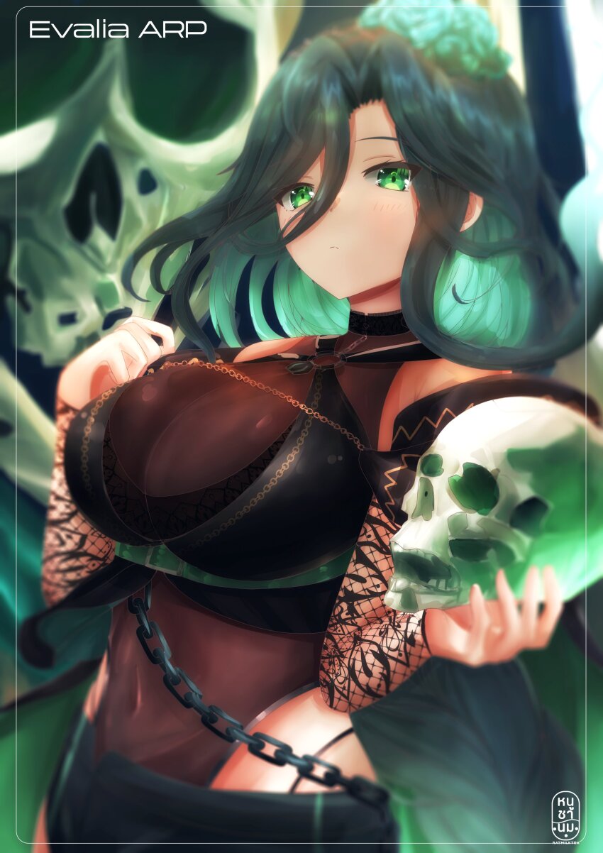 1girl, absurdres, algorhythm_project, black_bra, black_hair, black_shorts, bra, breasts