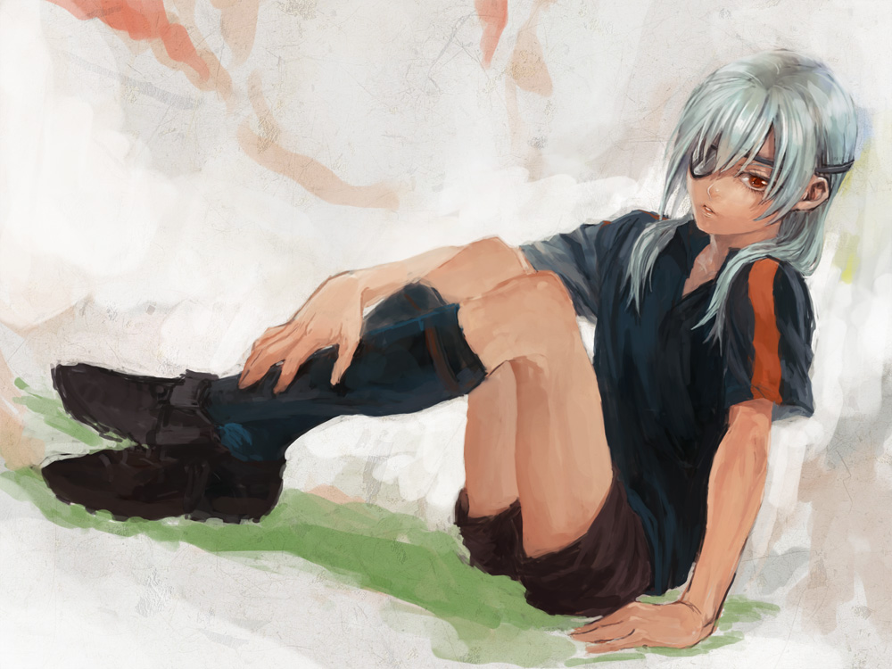 1boy, bad_id, bad_pixiv_id, eyepatch, full_body, inazuma_eleven, inazuma_eleven_(series), male_focus