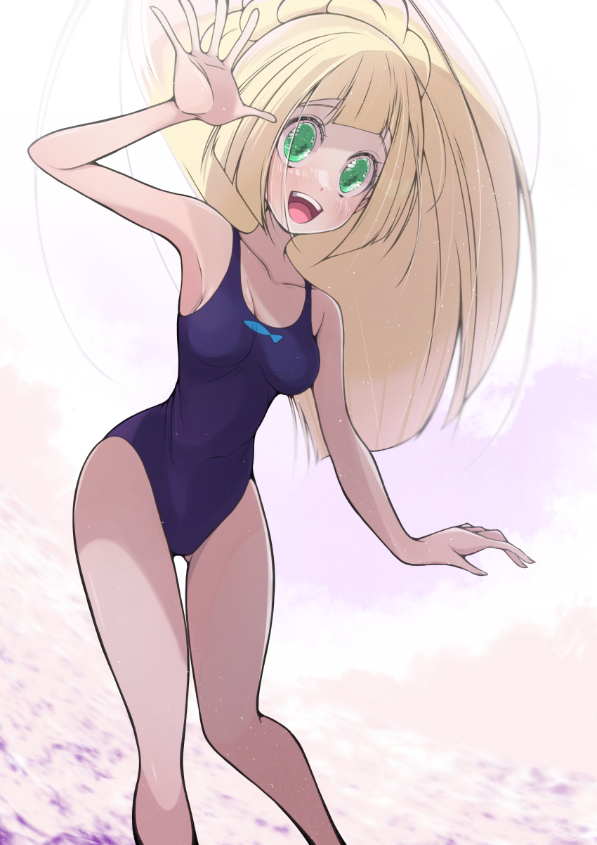 1girl, blonde_hair, breasts, cleavage, fujiwara_hiro_(kaede_ciao), highres, lillie_(pokemon), nintendo