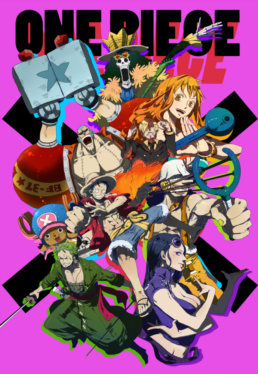 2girls, 6+boys, afro, antlers, ascot, bikini, bikini_top_only, blue_ascot