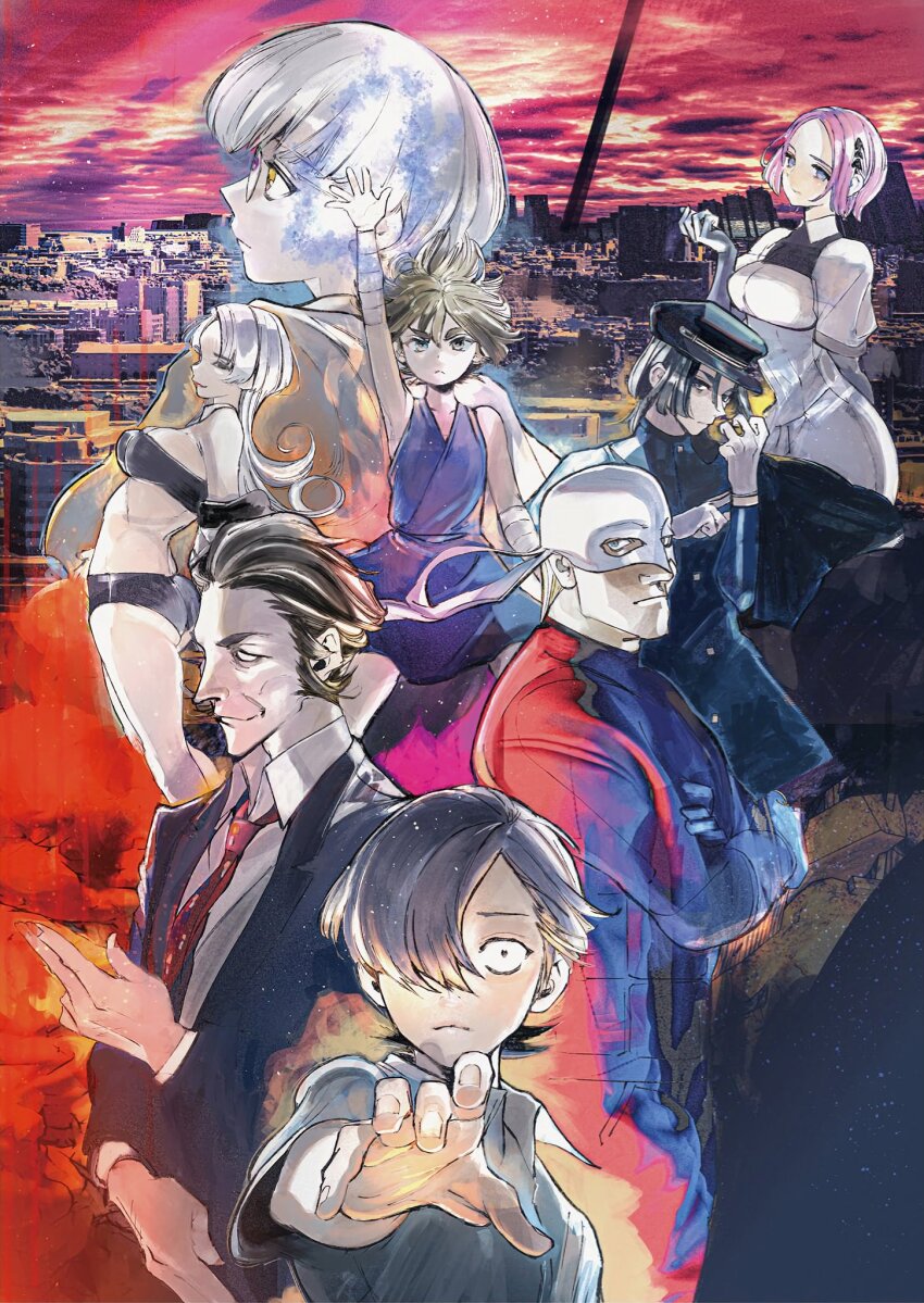 breasts, business_suit, chandra_hume_(choujin_x), choujin_x, city, cityscape, formal_clothes, higashi_azuma_(choujin_x)